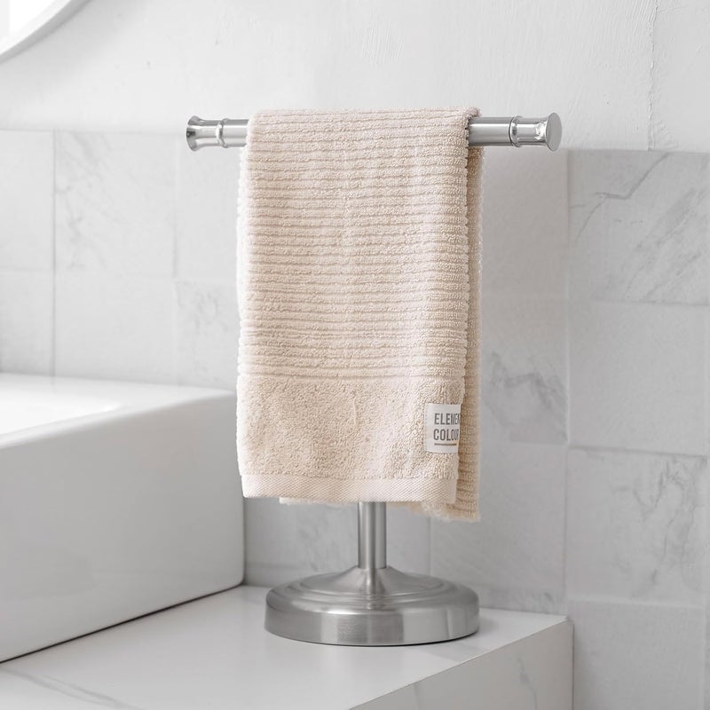 RUMOSE 13 Inch Brushed Nickel Towel Stand Hand Towel Holder Bathroom Kitchen Vanity Countertop T-Shape Towel Rack Free Standing Stainless Steel Towel Bar Towel Ring - Image 2